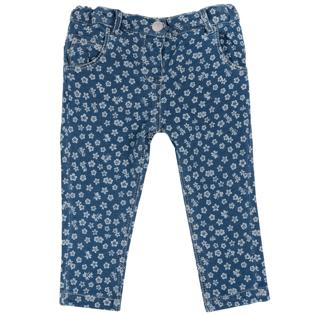 Pantalon lung copii, bleumarin cu model, 24942