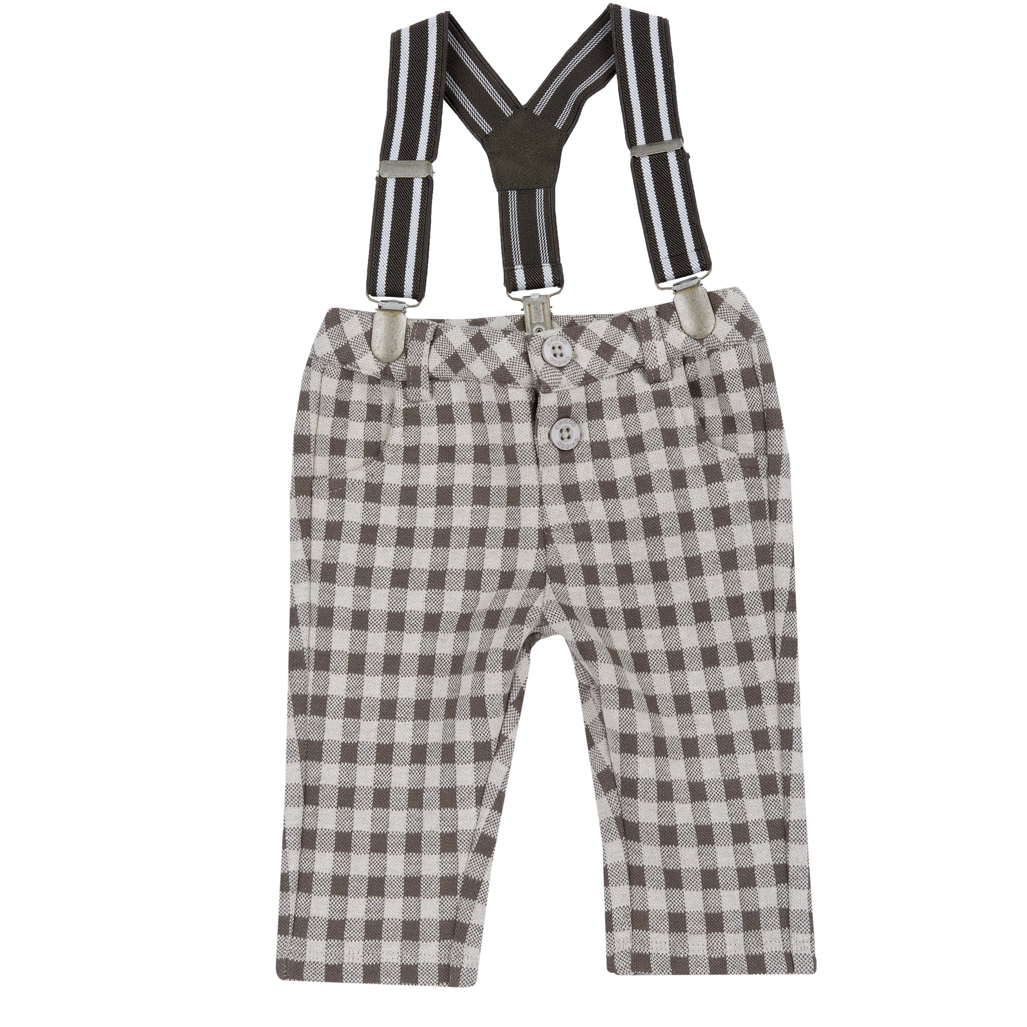 Pantaloni lungi bebelusi Chicco, bretele, Bej cu model, 00262-69MFCO