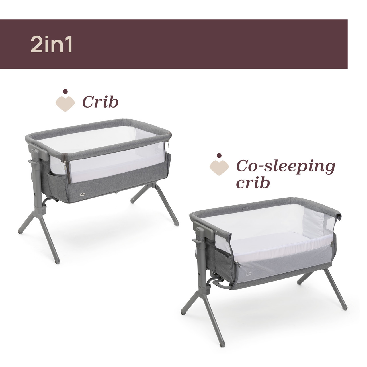 Patut pentru copii co-sleeping Chicco Next2Me Armonia, Steel (Gri