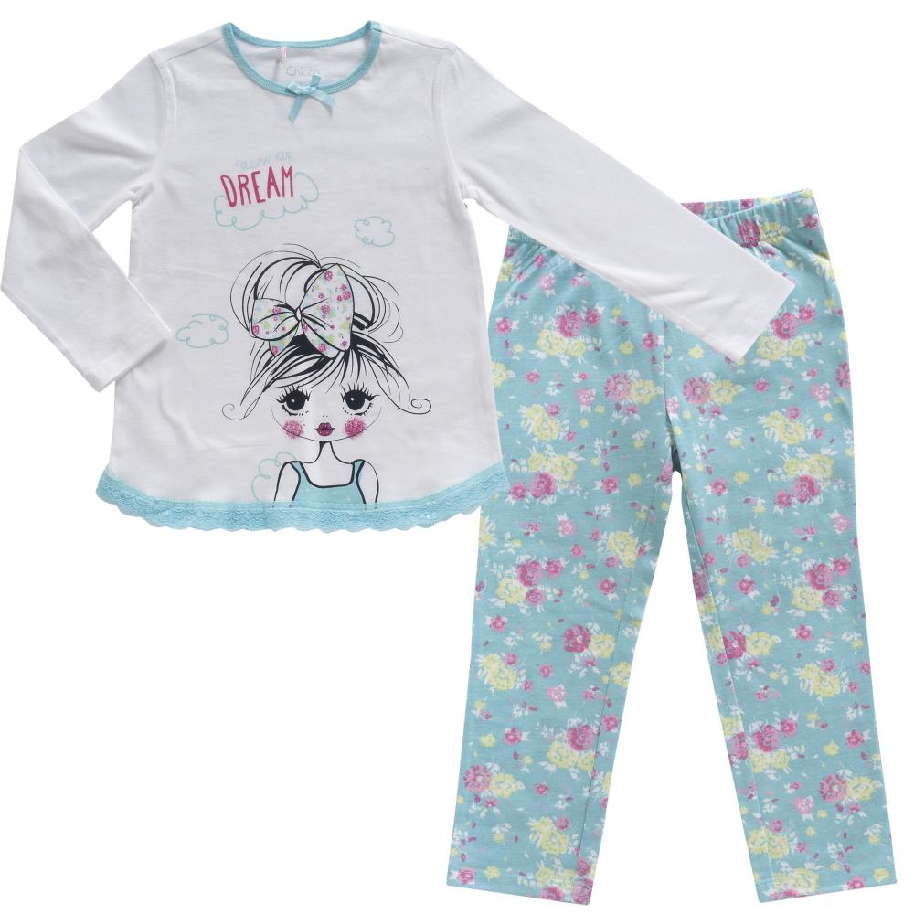 Pijama Chicco, maneca lunga, fete, white, 31067