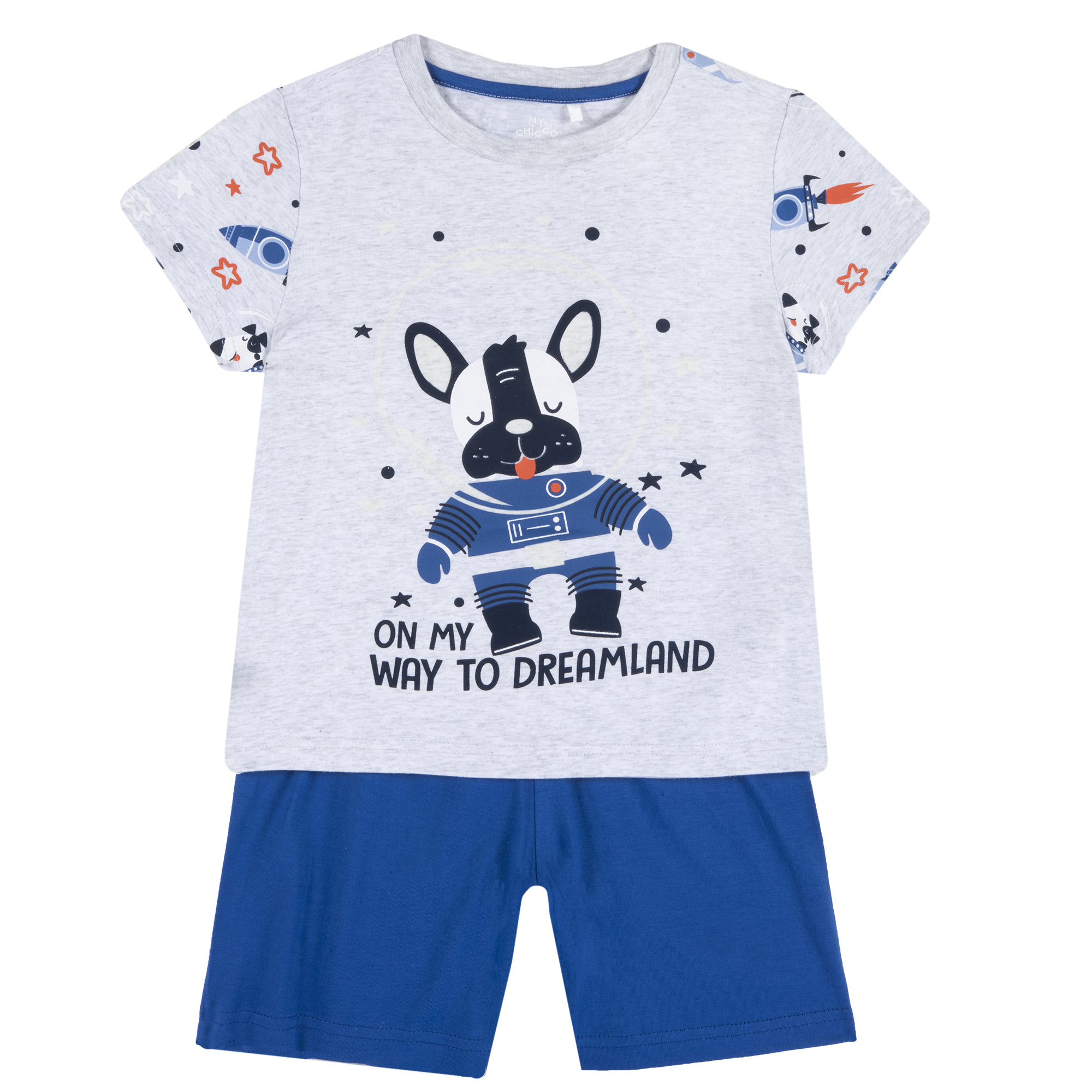 Pijama copii Chicco, alb cu albastru, 35393