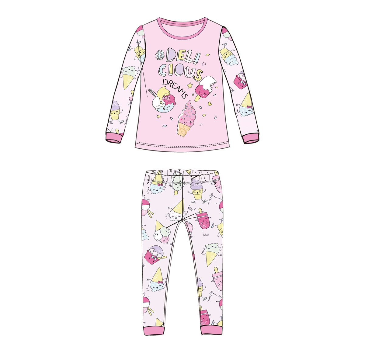 Pijama copii Chicco, alb cu roz, 31348