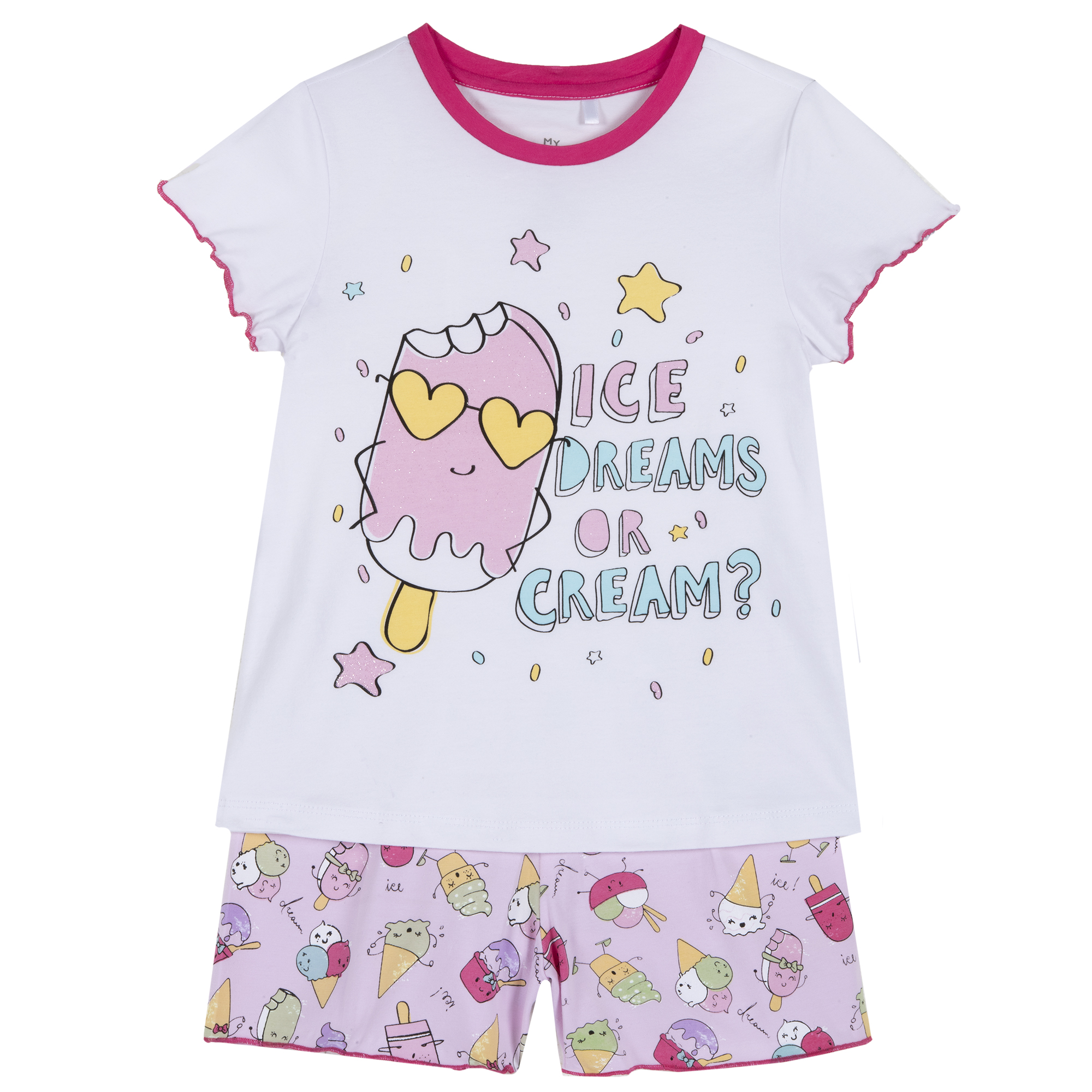 Pijama copii Chicco, alb cu roz, 35344