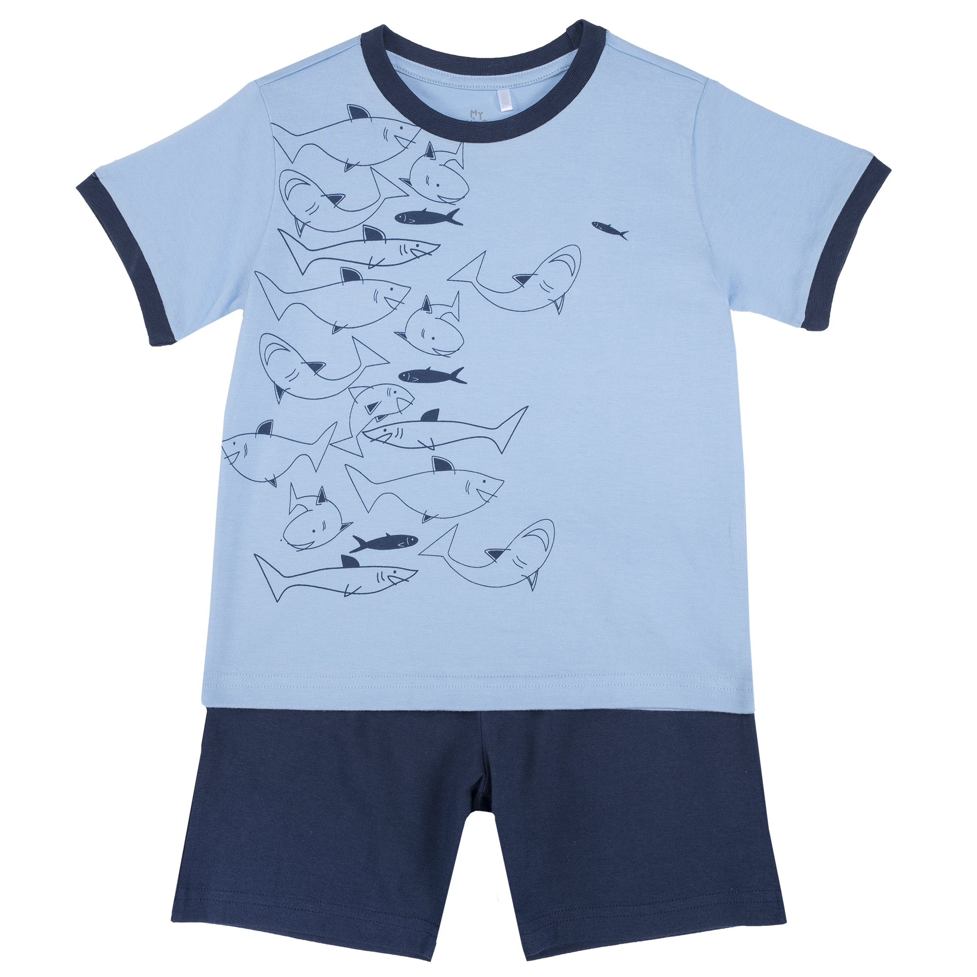 Pijama copii, maneca scurta, turcoaz, 35364