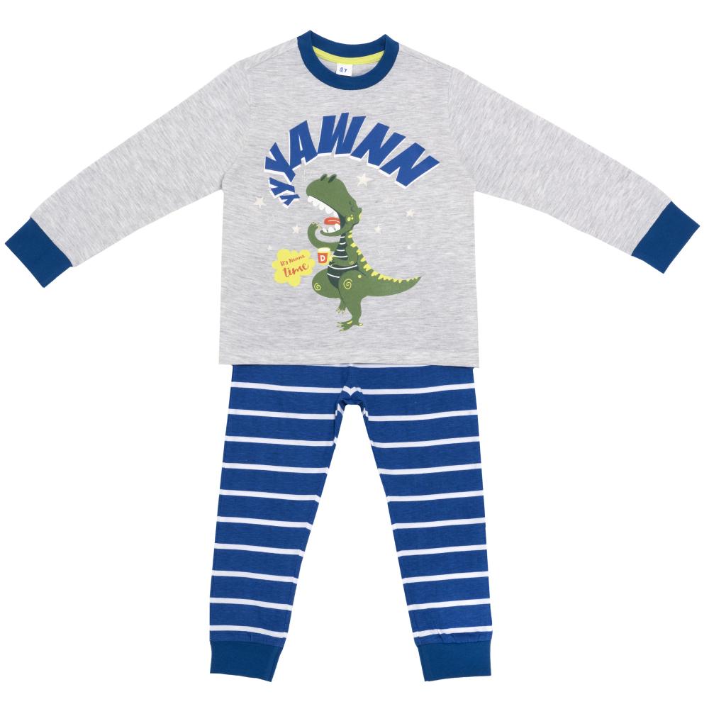 Pijama pentru baieti, Chicco, maneca lunga, gri cu albastru, 31160