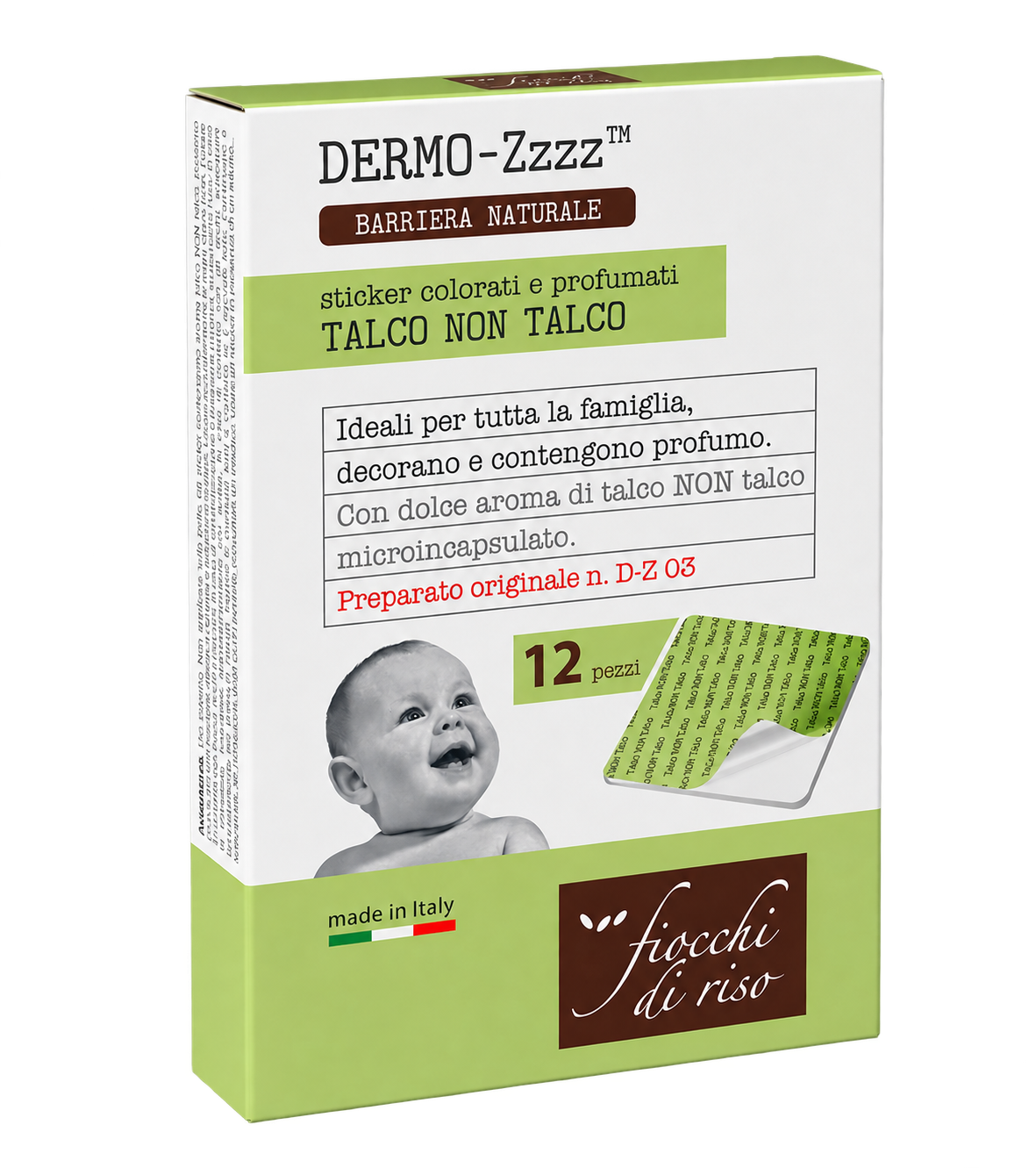 Plasturi parfumati Fiocchi di Riso Talco non Talco Dermo Zzzz, 12buc