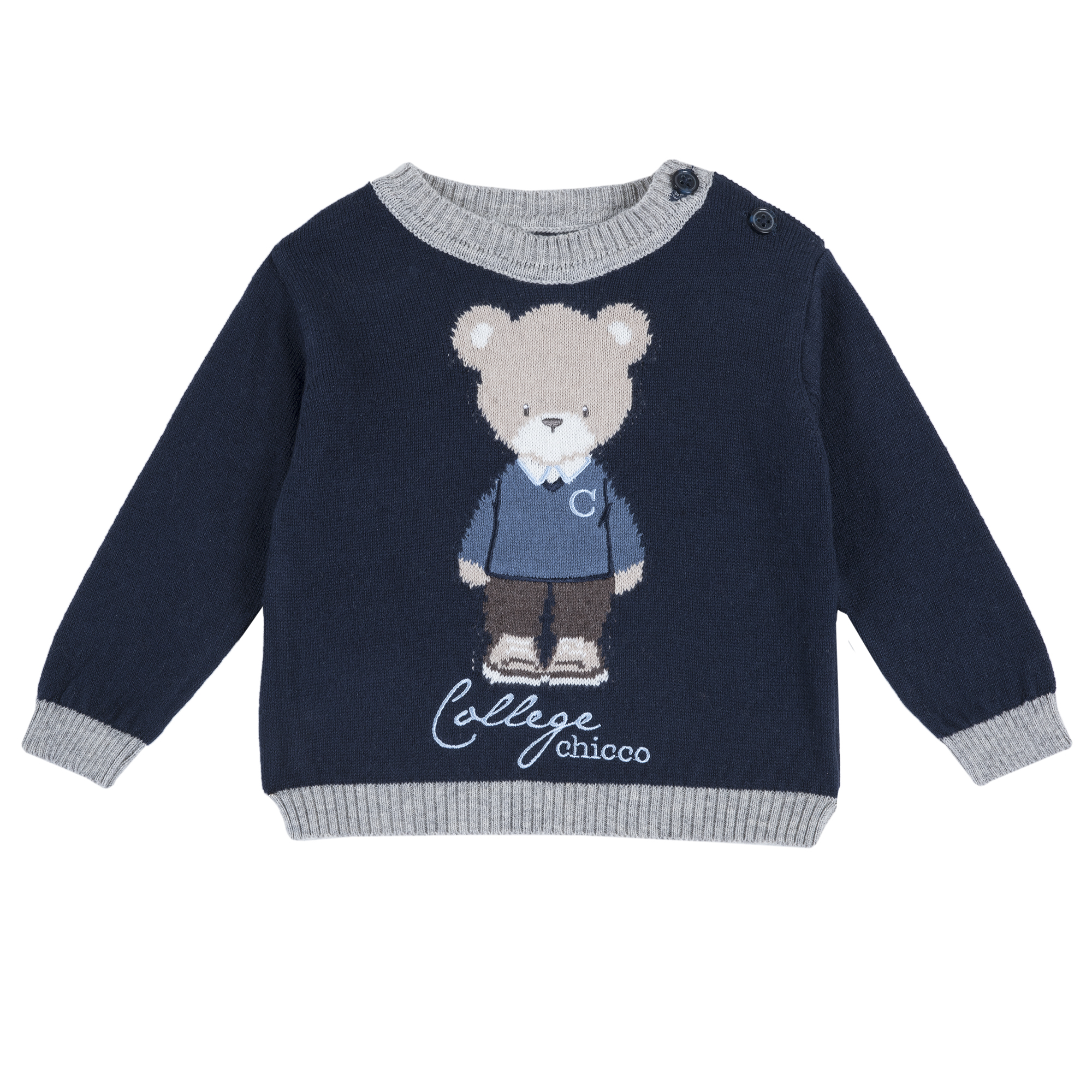 Pulover copii Chicco, tricotat, imprimeu ursulet, 69381 CHICCO imagine noua