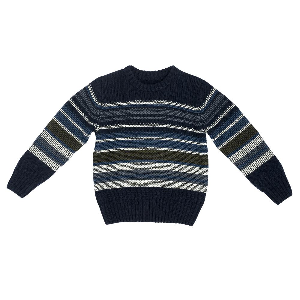 Pulover tricotat Chicco, albastru cu dungi, amestec lana, 64966 chicco.ro