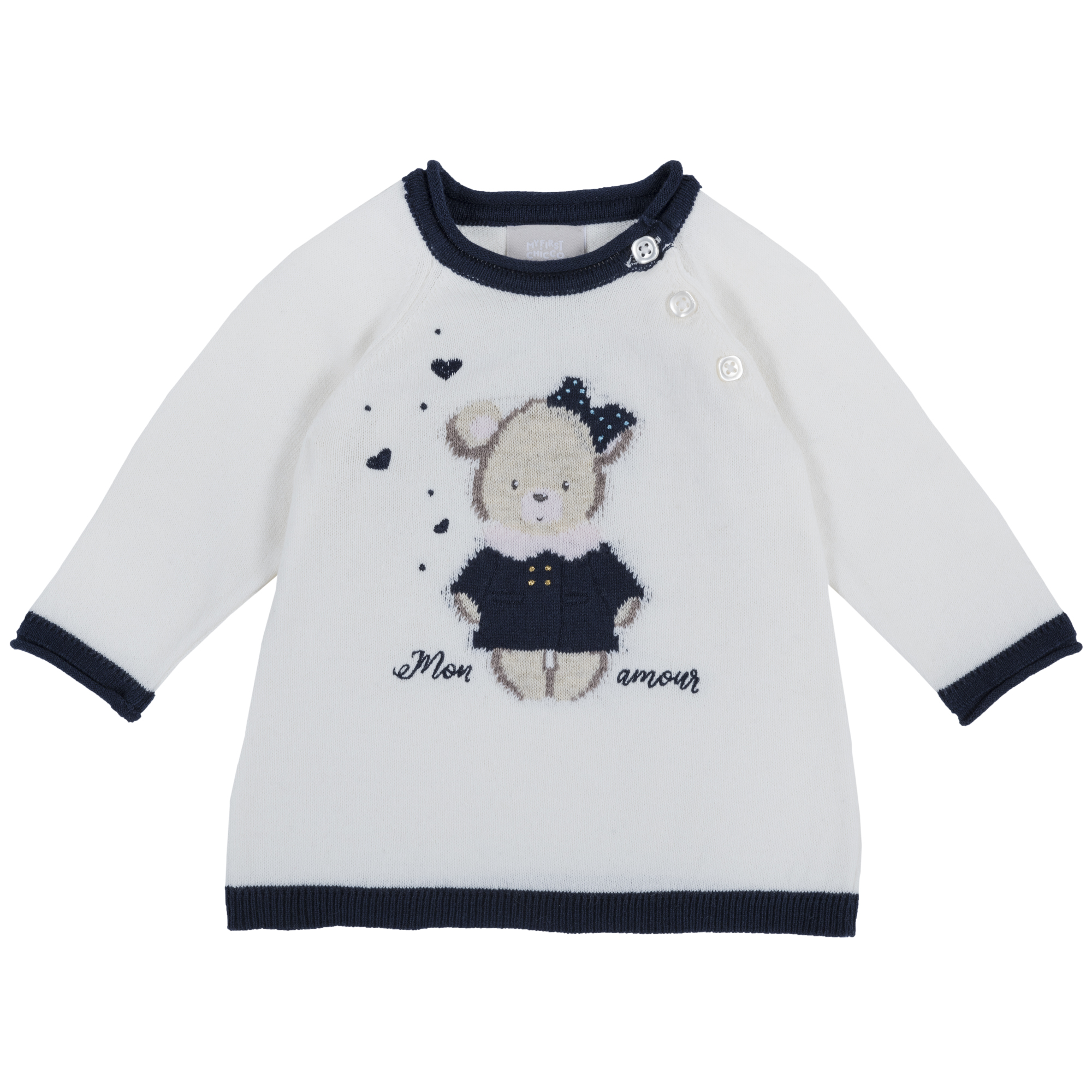 Rochie copii Chicco, tricotata, imprimeu ursulet, 03529 03529 imagine noua responsabilitatesociala.ro