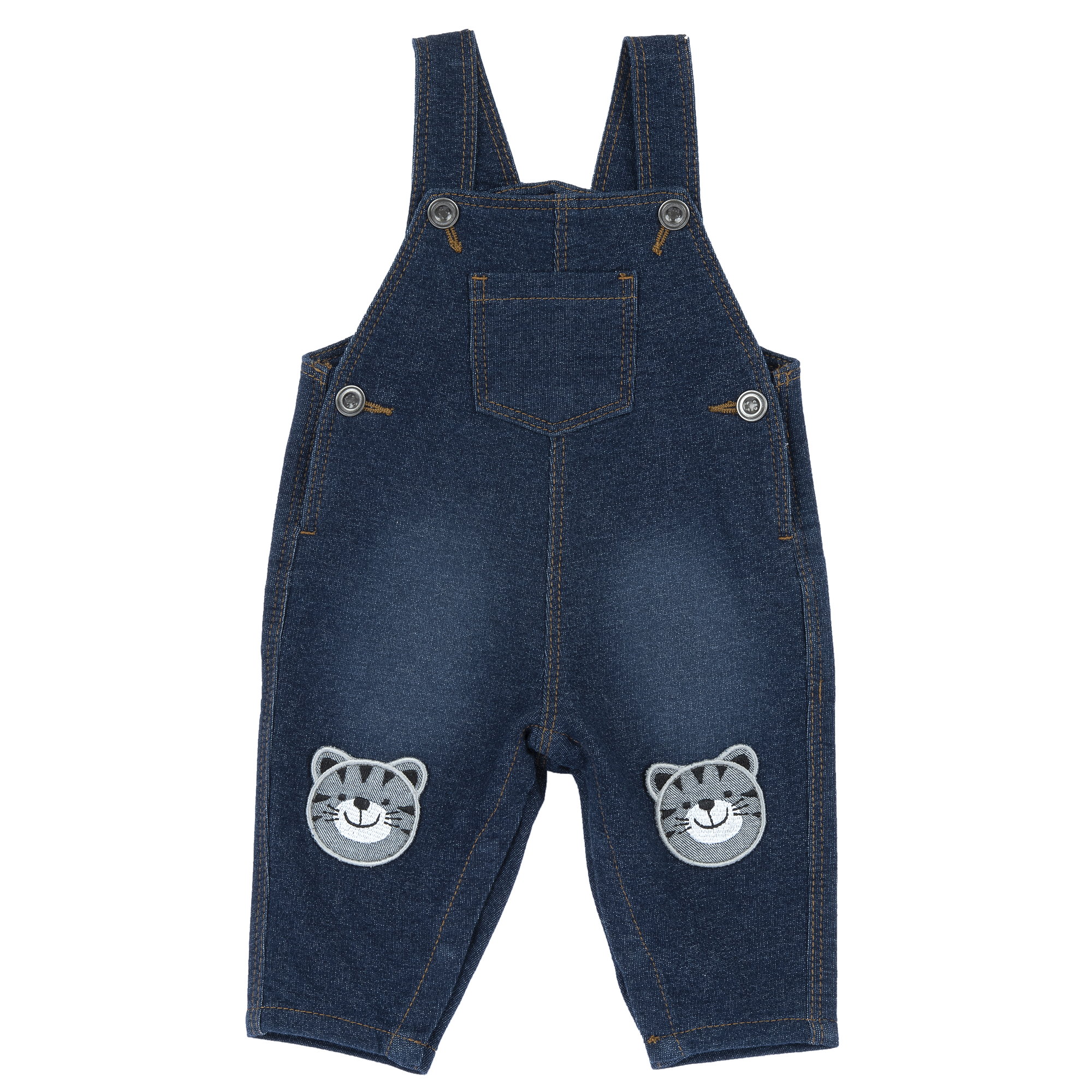 Salopeta bebe Chicco din denim stretch, Albastru Inchis, 95645-66MFCO