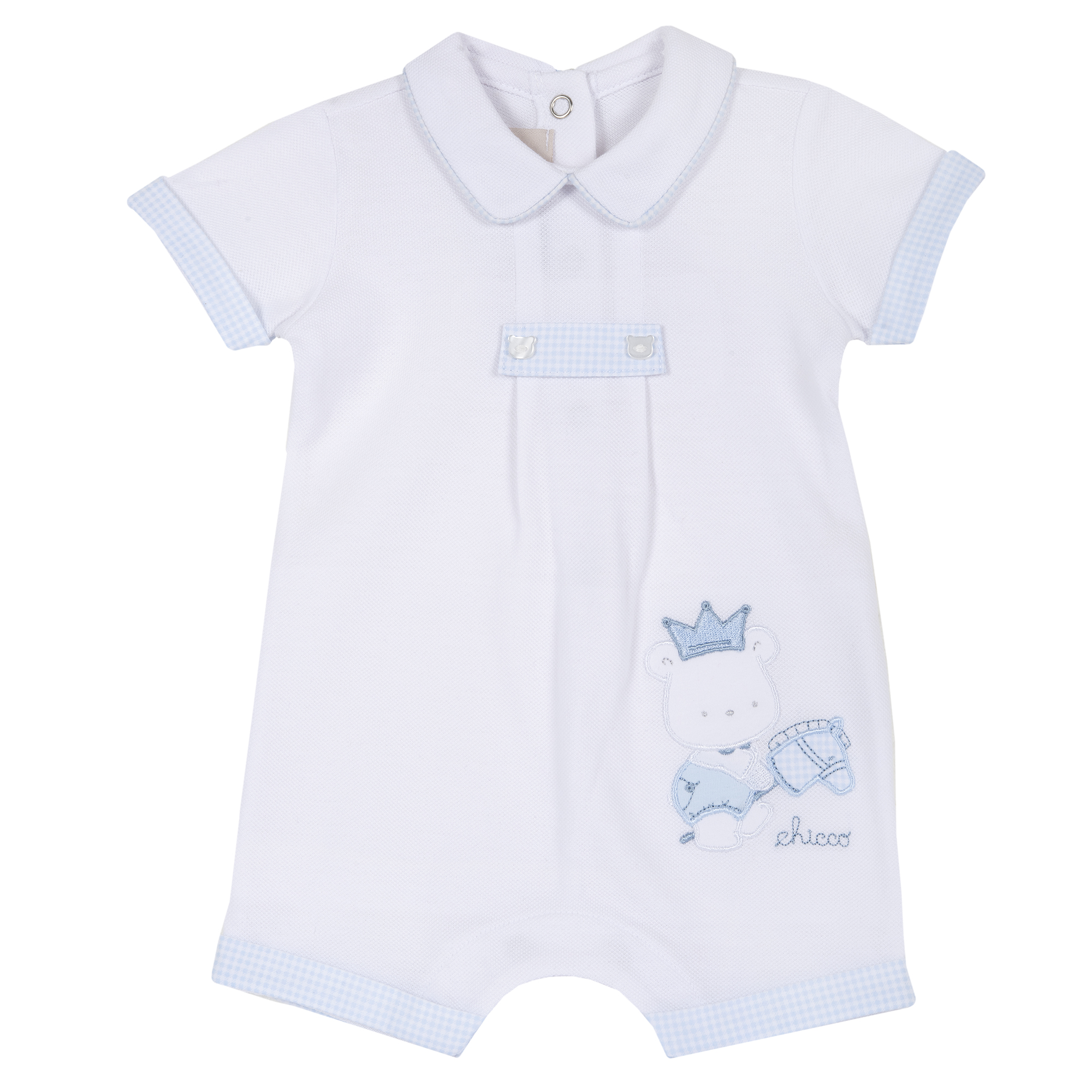 Body bebe Chicco, maneci scurte, albastru cu roz, 50824