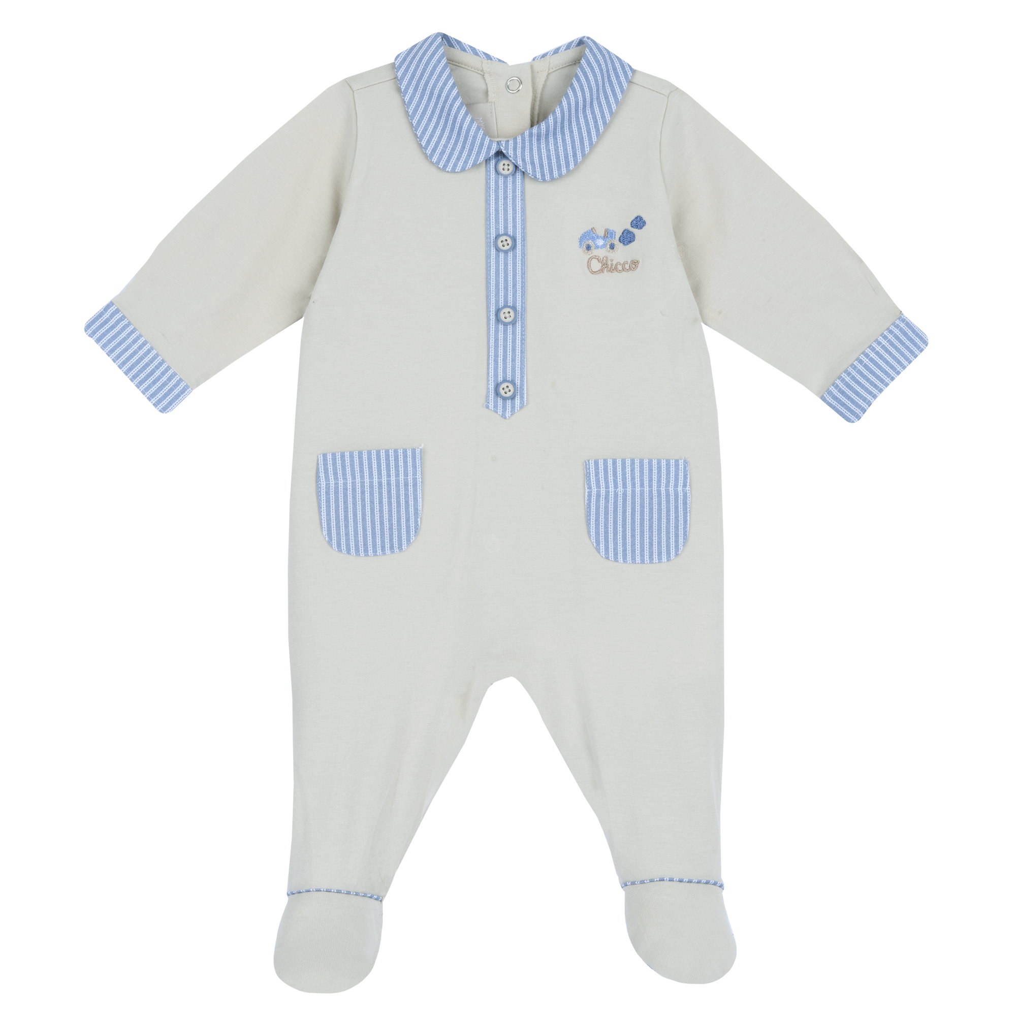 Salopeta bebelusi Chicco, bej cu model, 27245-68MFCO