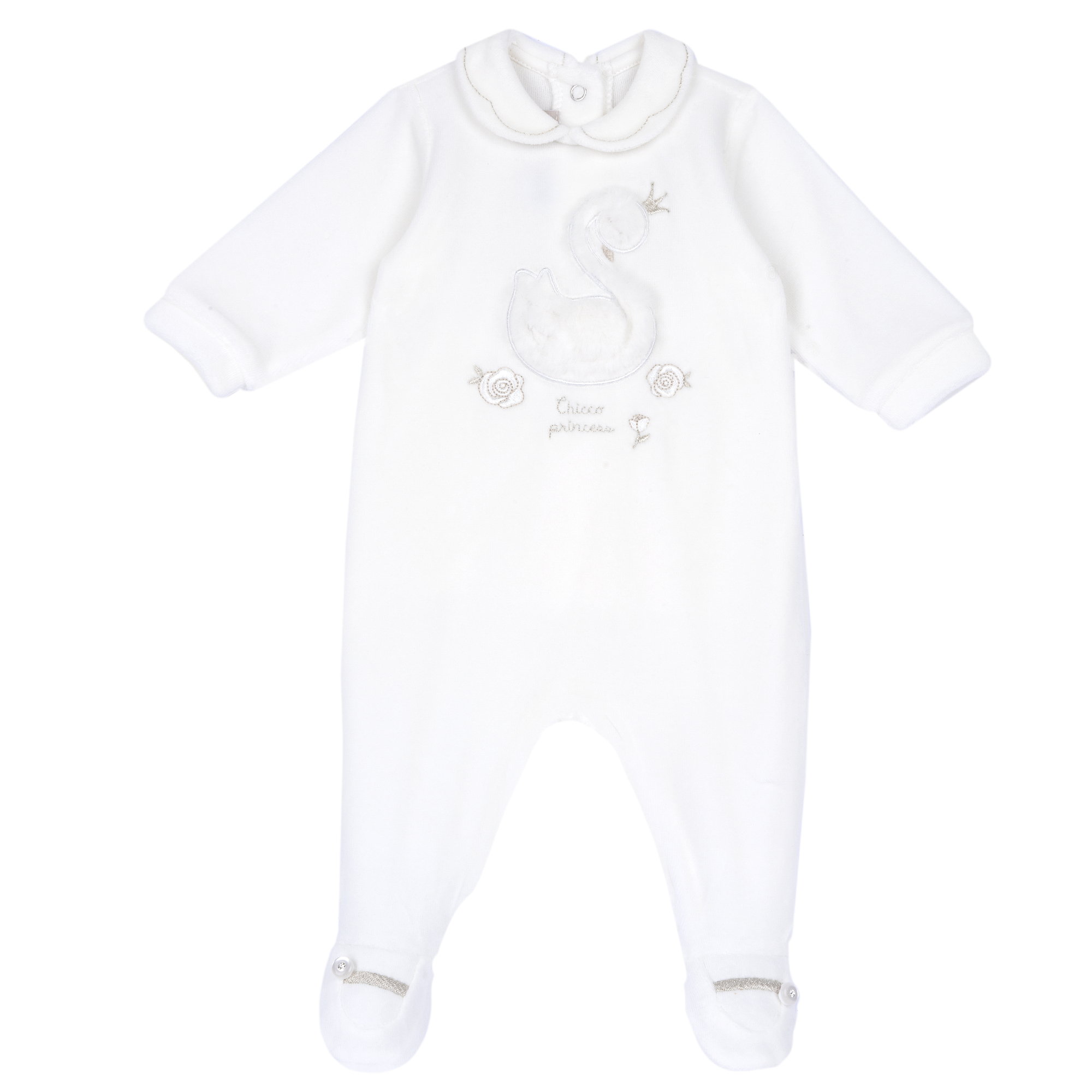 Salopeta bebelusi Chicco din velur, Alb, 00317-69MFCI