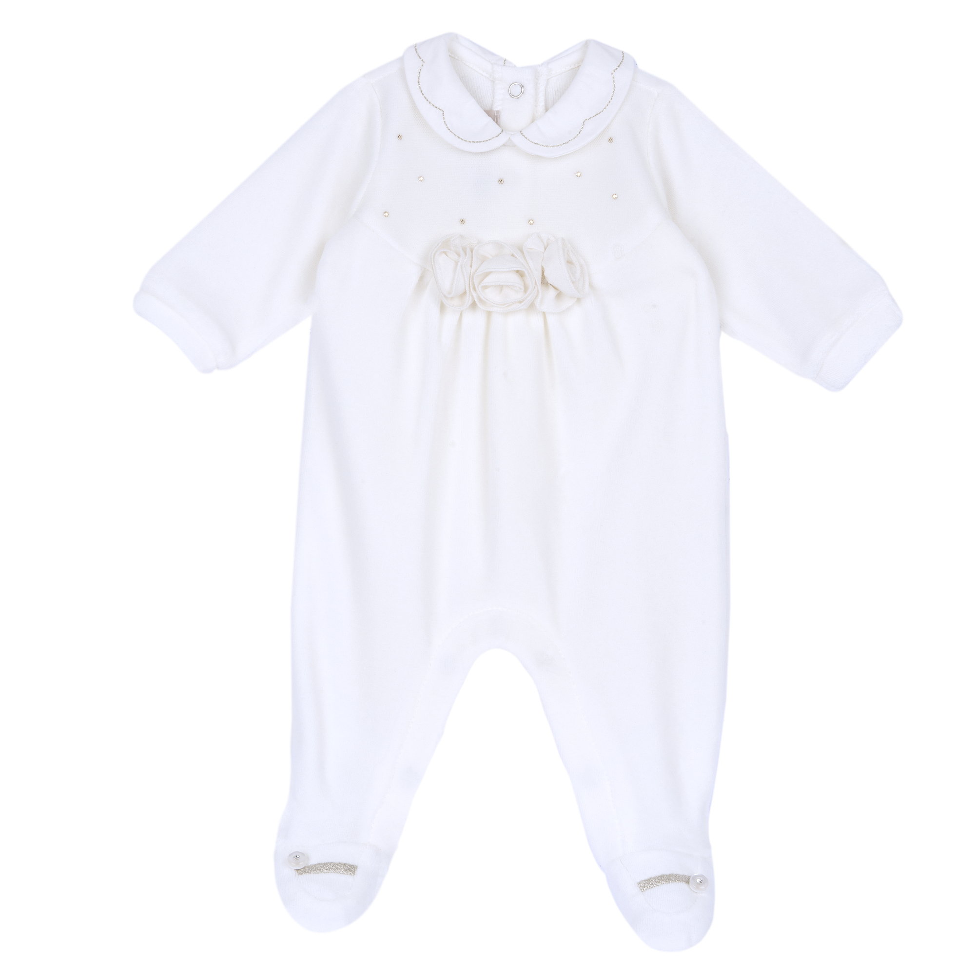 Salopeta bebelusi Chicco din velur, Alb, 00320-69MFCI