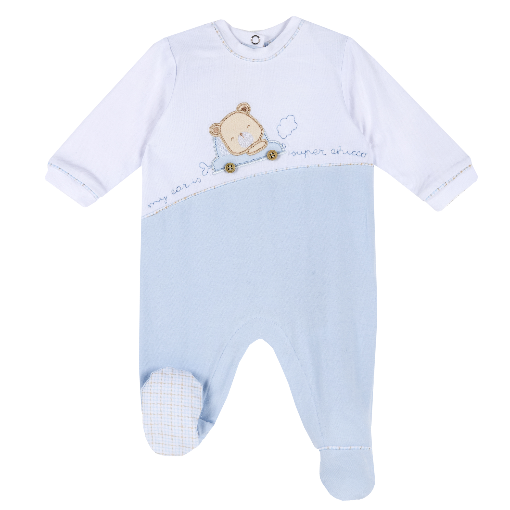 Salopeta bebelusi chicco, albastru cu model, 02063