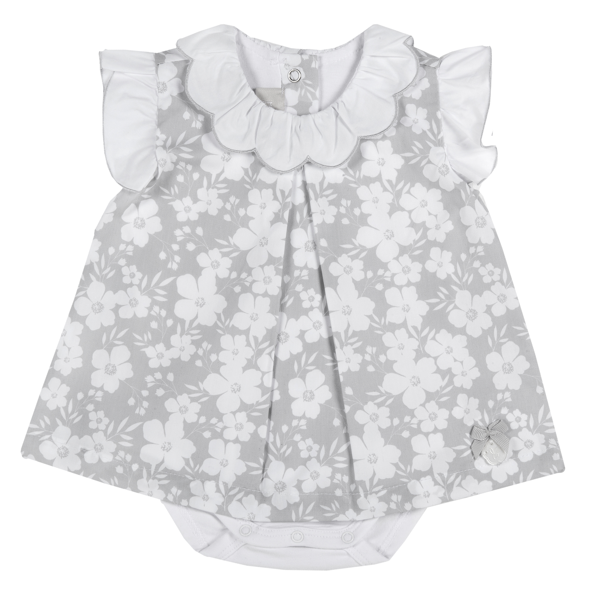 Salopeta rochita bebe Chicco, alb cu gri, 50855