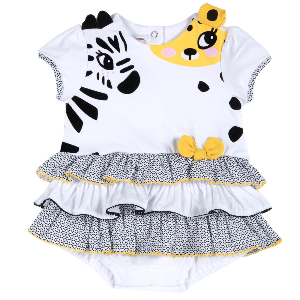 Salopeta rochita bebe Chicco, alb cu model, 57155