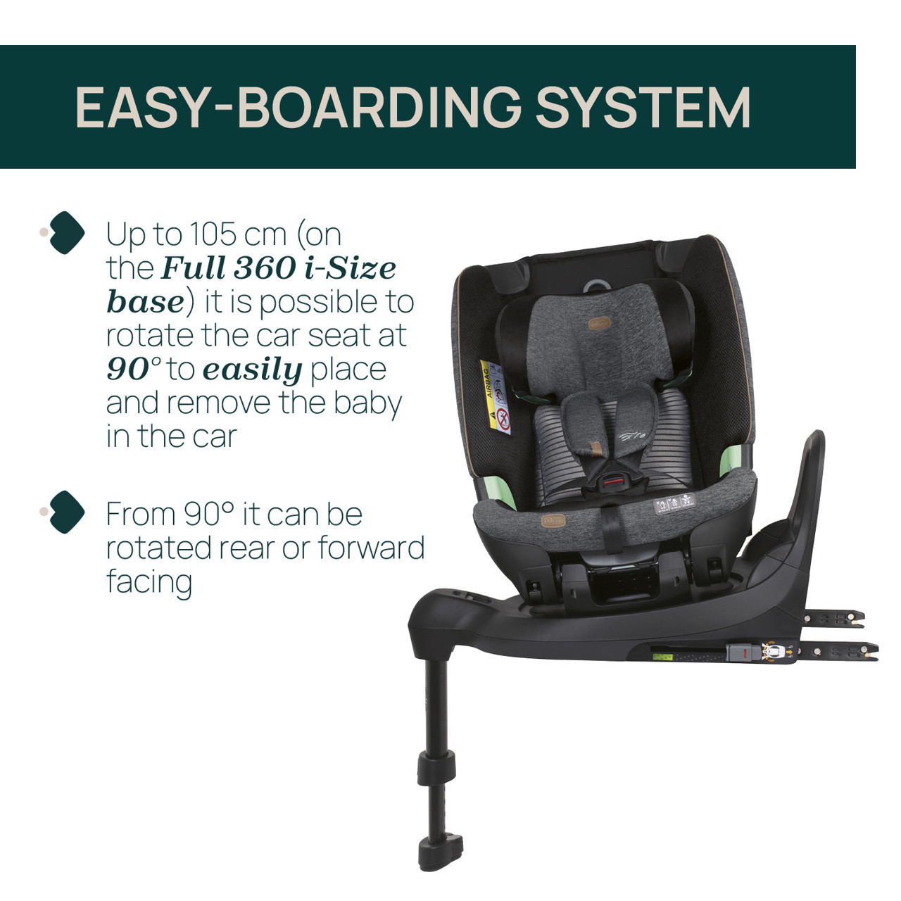 Scaun auto Chicco Bi Seat i Size Air cu baza Isofix Graphite gri 40 150 cm