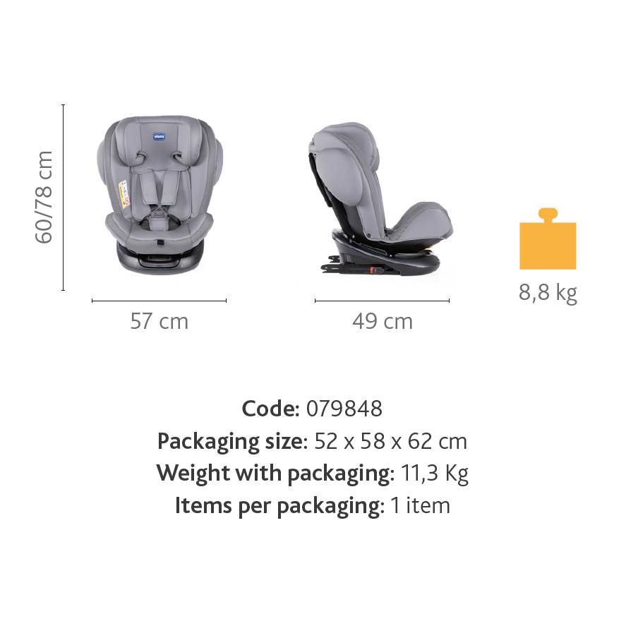 Scaun auto chicco unico isofix rotativ, pearl, grupa 0+/1/2/3