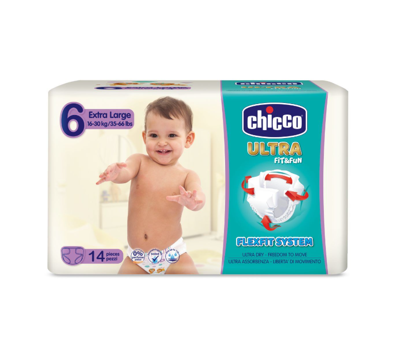 Scutece Chicco Ultra Fit & Fun Extra Large, nr.6, 16-30kg, 14buc CHICCO
