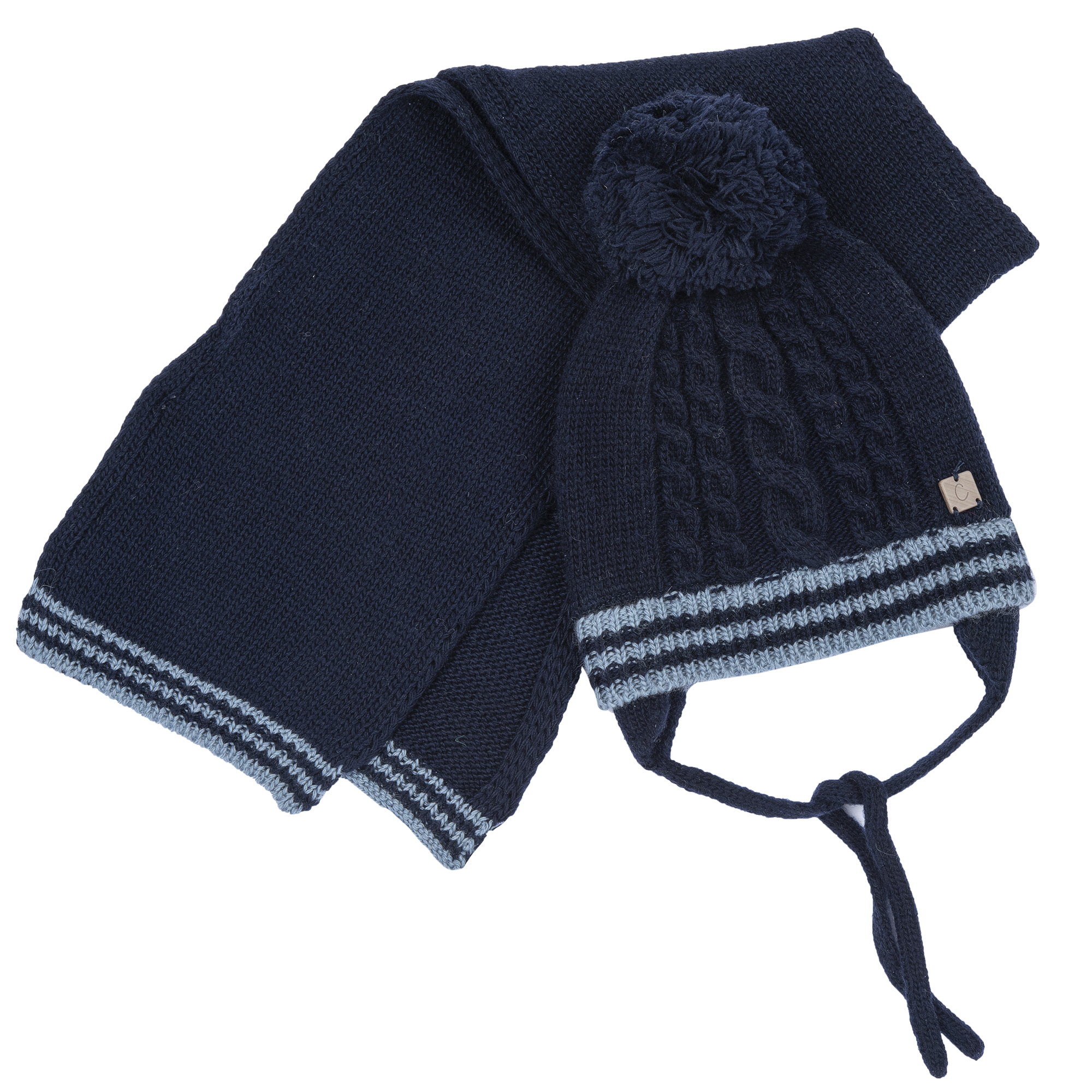 Set caciula si fular pentru bebe, Chicco, Albastru inchis, 00514-69MFCO