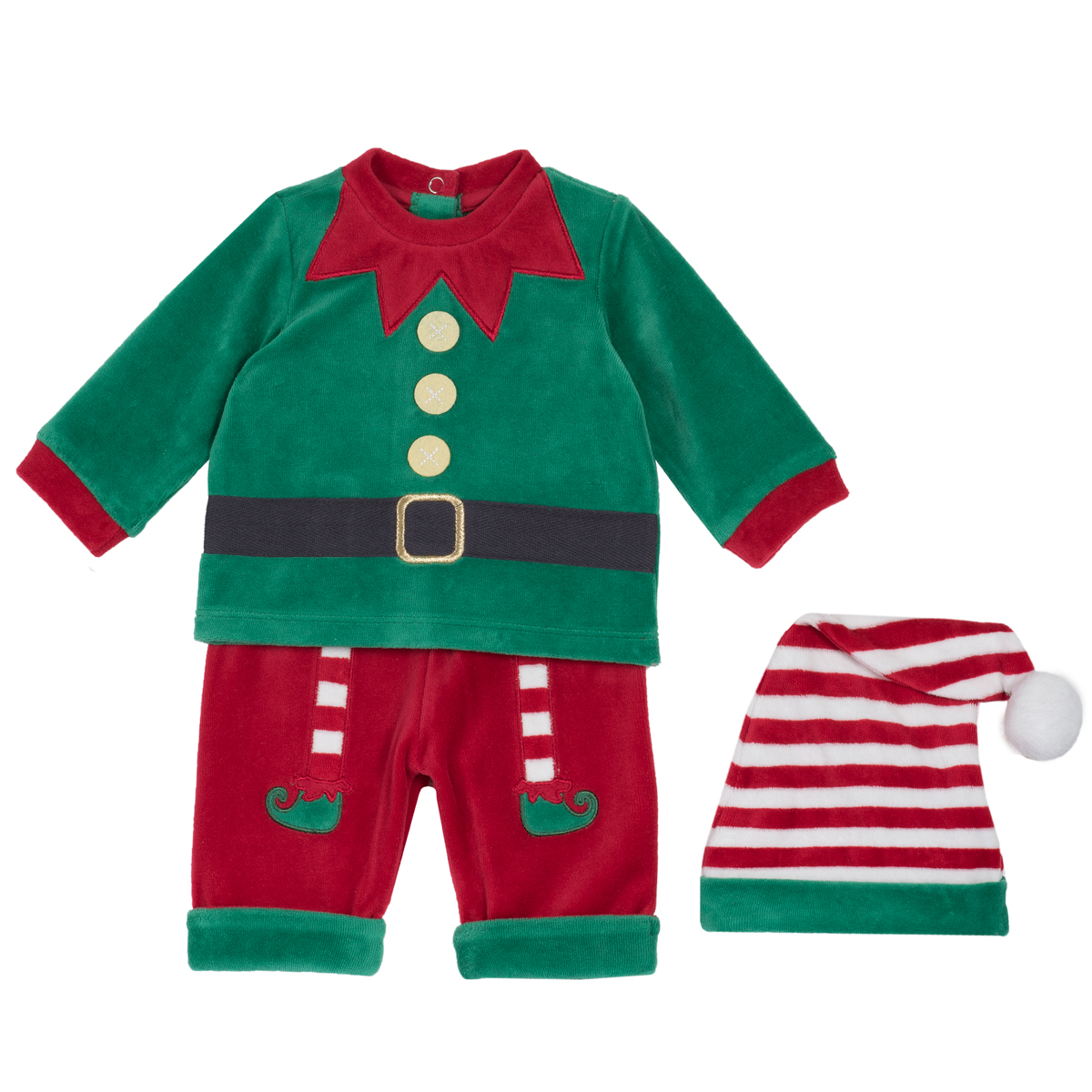 Set costumas Chicco spiridus baiat, verde cu rosu, 76352