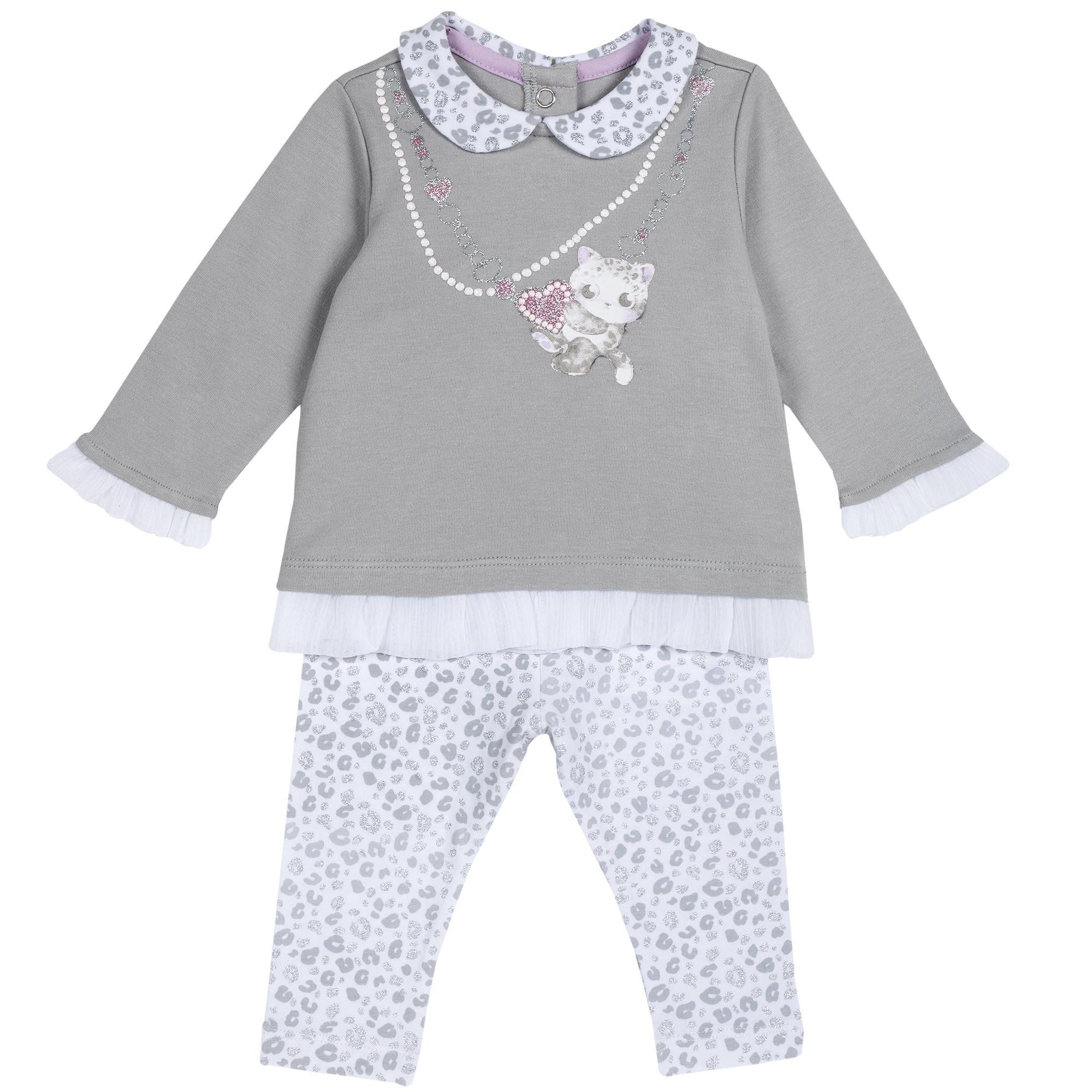 Set bluza si pantaloni copii Chicco, gri deschis, 77851