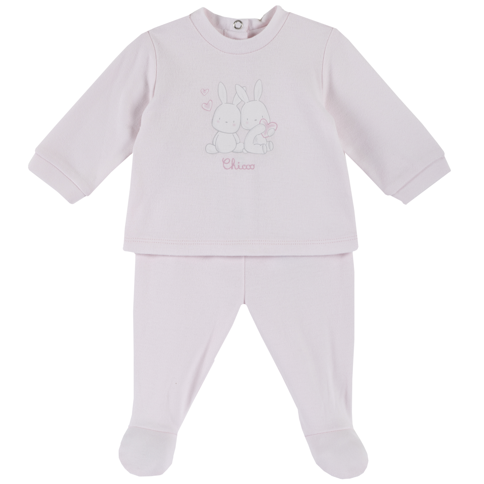 Set tricou si pantaloni Chicco, botosei incorporati, imprimeu animalute, roz, 77967