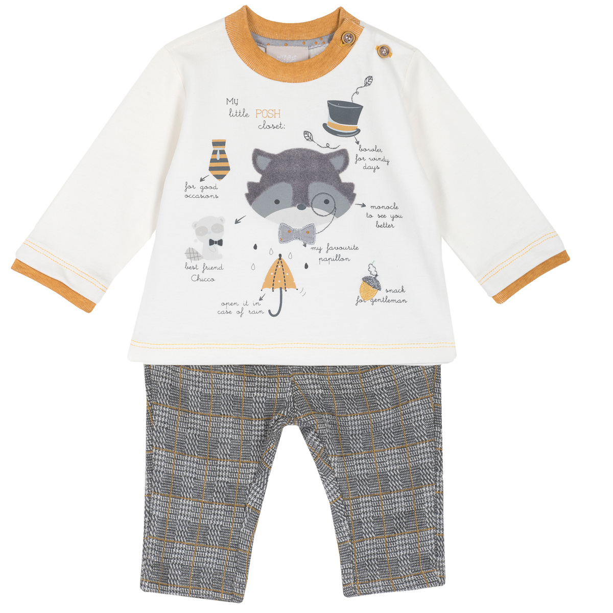 Set tricou copii si pantaloni Chicco, gri inchis, 76334