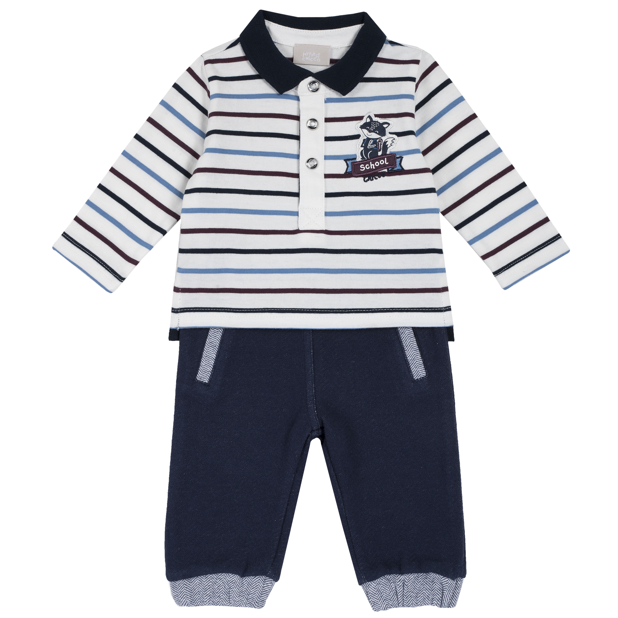 Set tricou si pantaloni copii Chicco, imprimeu animalute, 76338