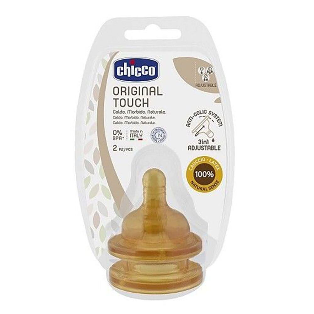 Tetina fiziologica Chicco Original Touch, cauciuc, flux reglabil, 2buc, 2luni+