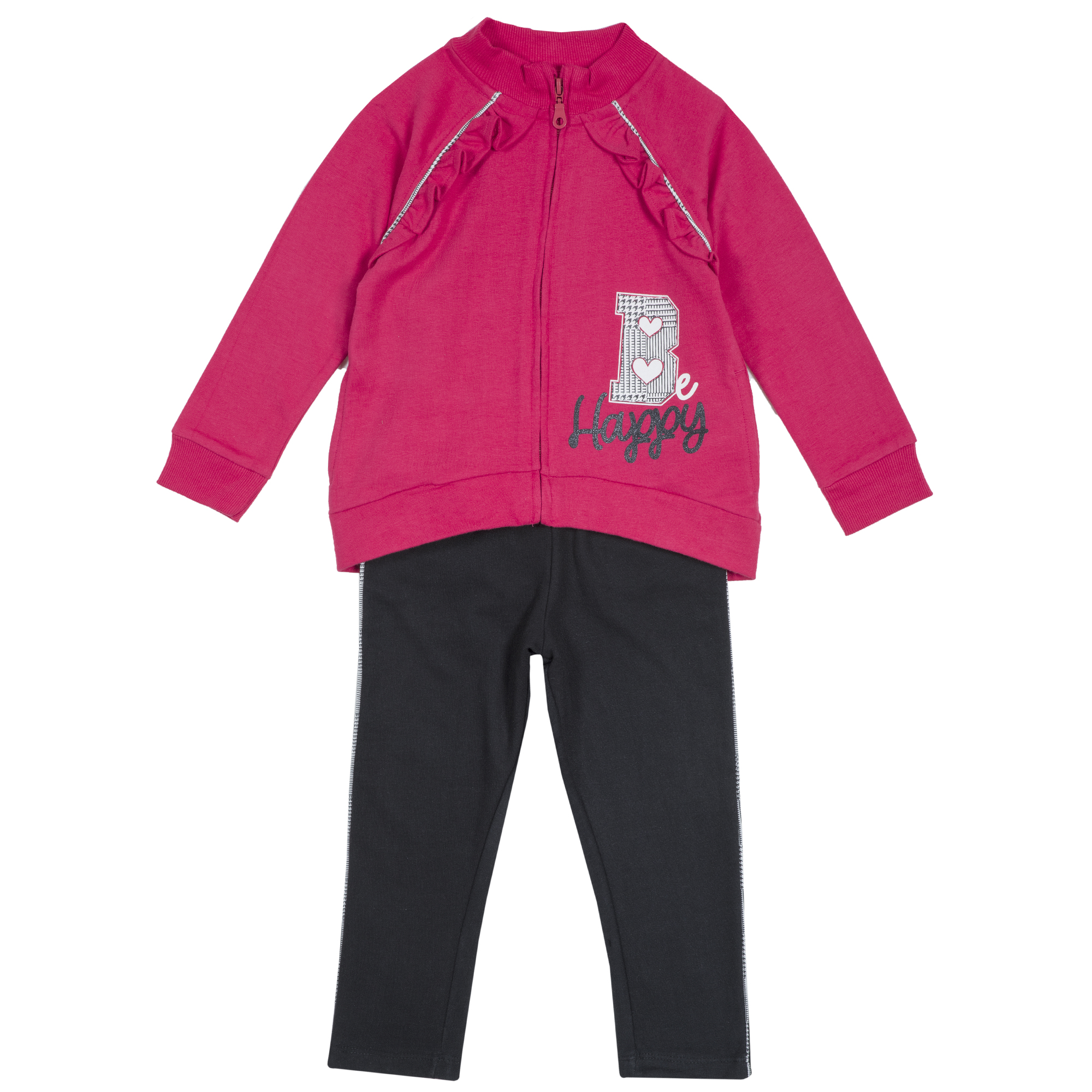 Trening copii Chicco, hanorac si pantalon, negru cu roz, 78756 CHICCO