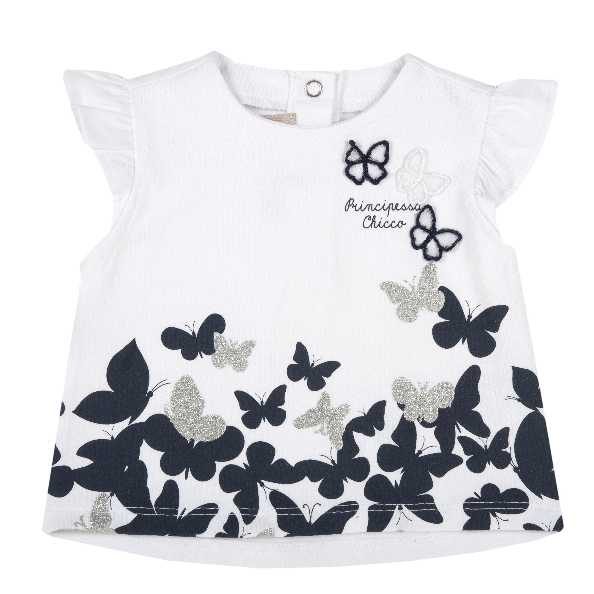 Tricou copii chicco, alb cu model, 67099