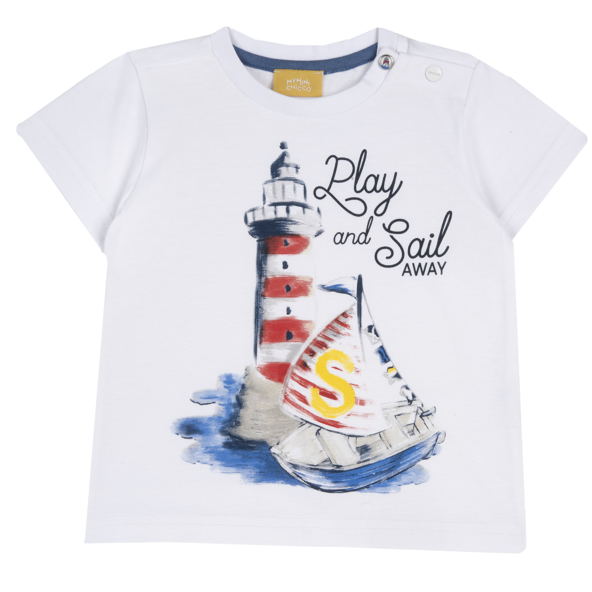 Tricou copii Chicco, alb cu model, 67194