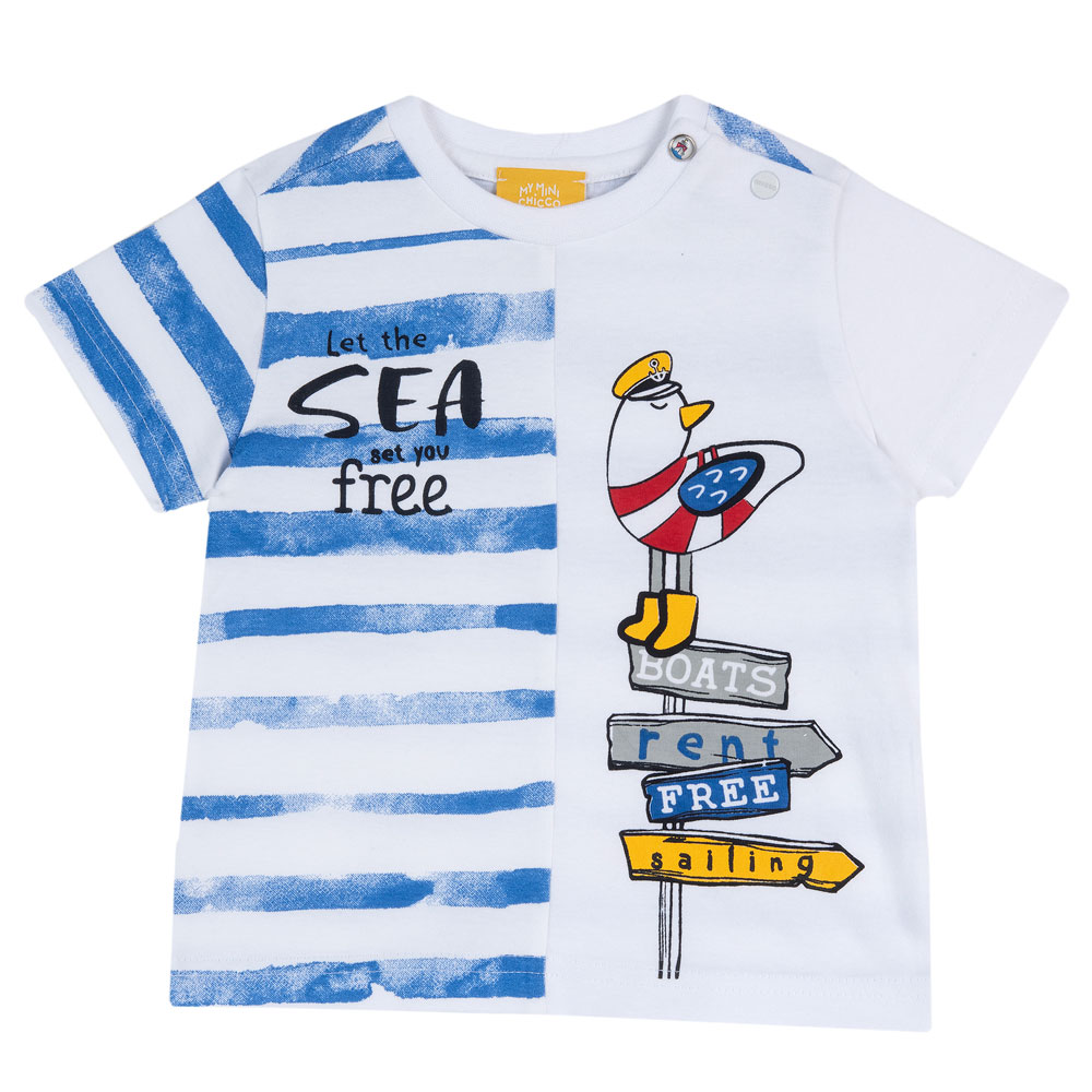 Tricou copii Chicco, alb cu model, 67196