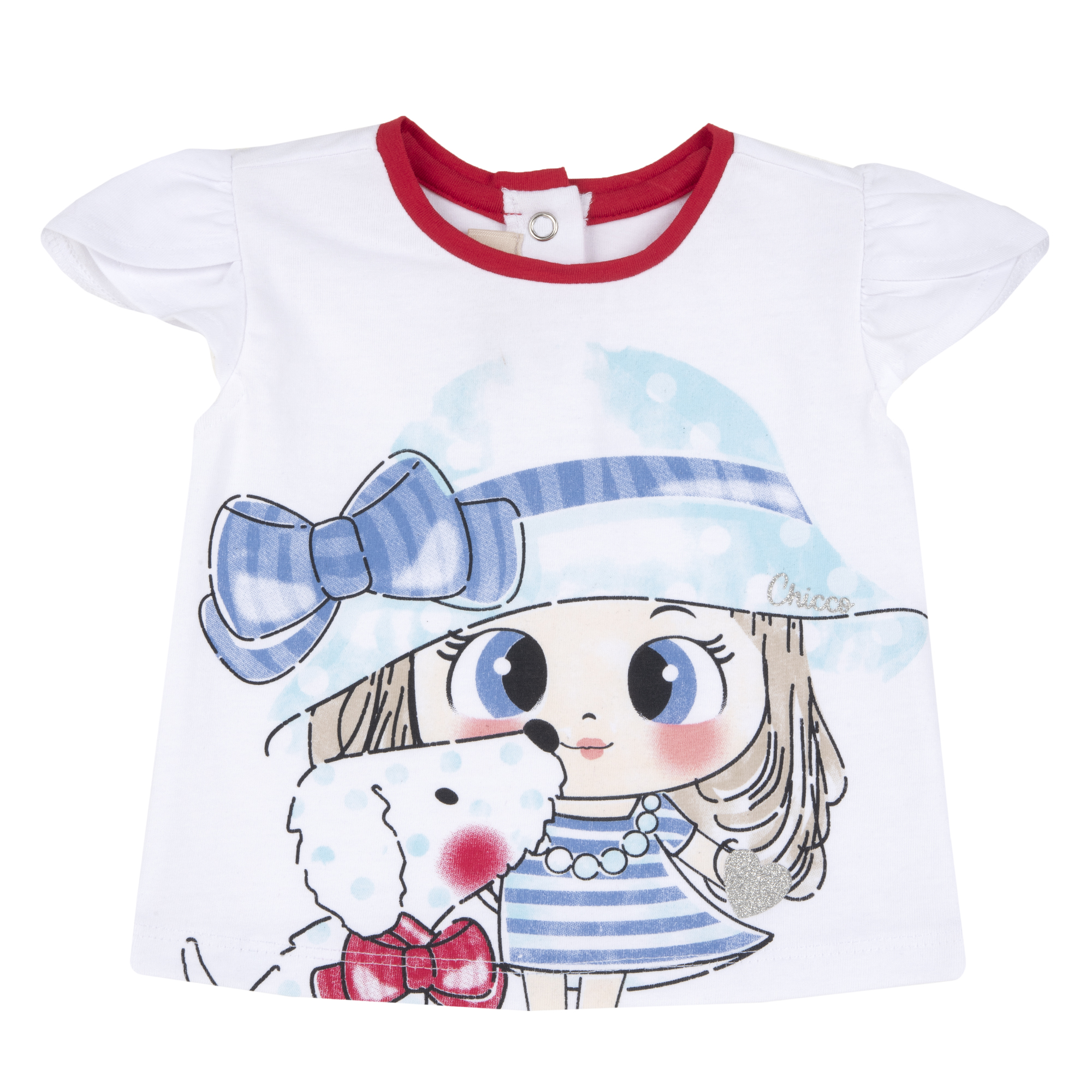 Tricou copii chicco, alb cu model, 67655-62mfco