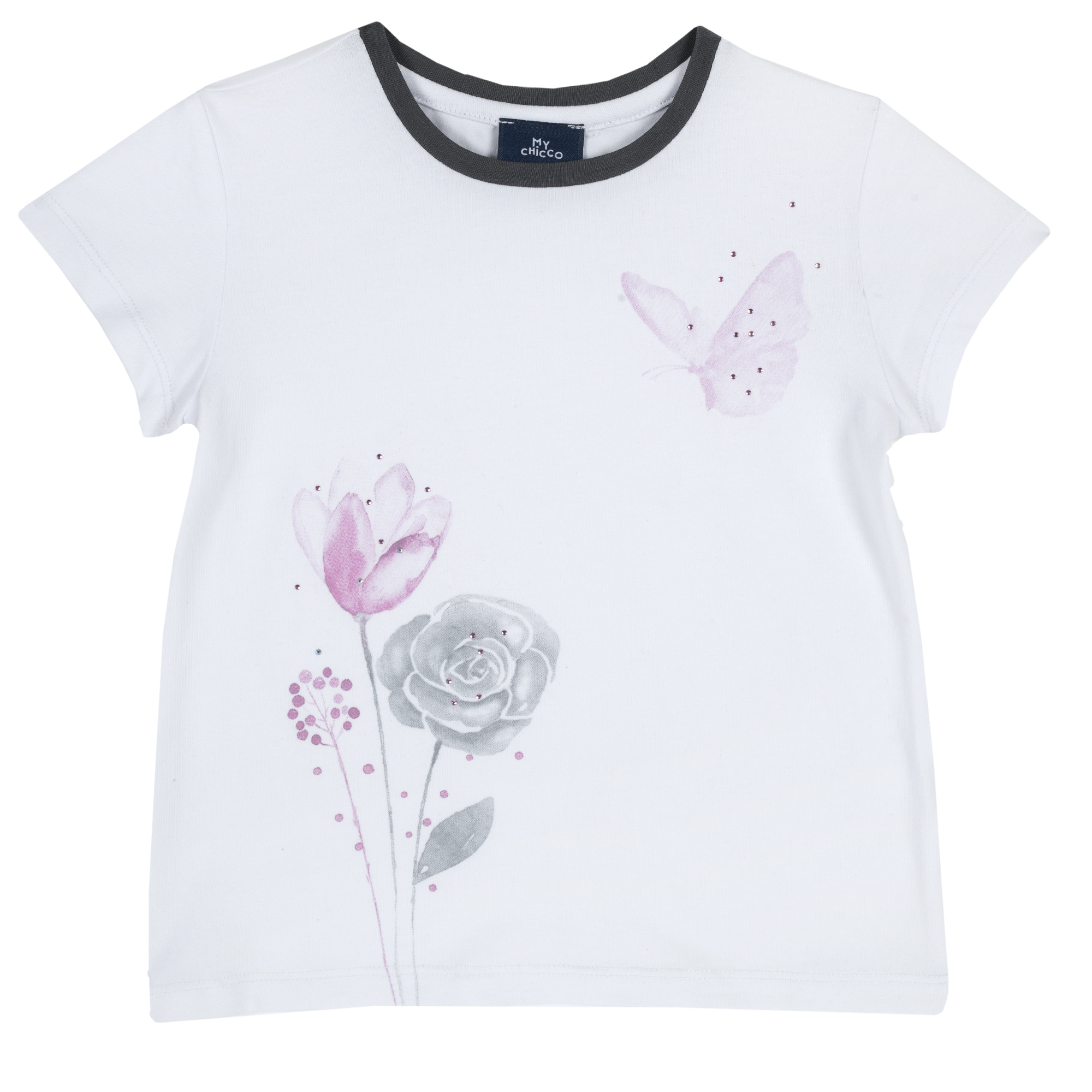 Tricou copii chicco, maneca scurta, flori imprimate, 06636