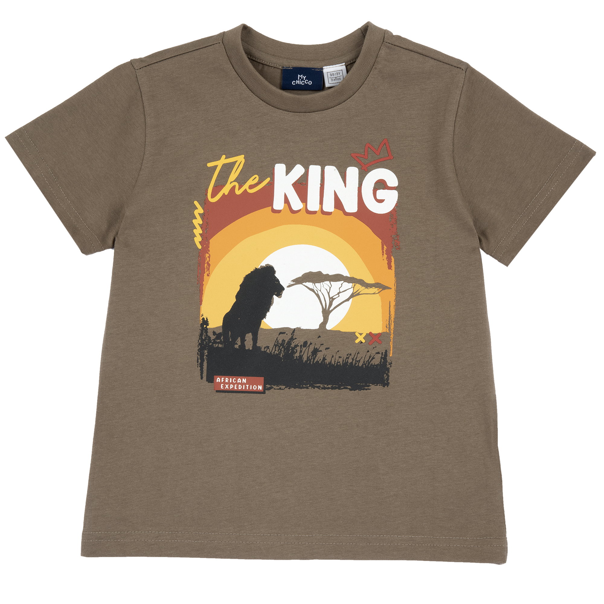 Tricou copii Chicco, maro cu albastru, 16710-68MC