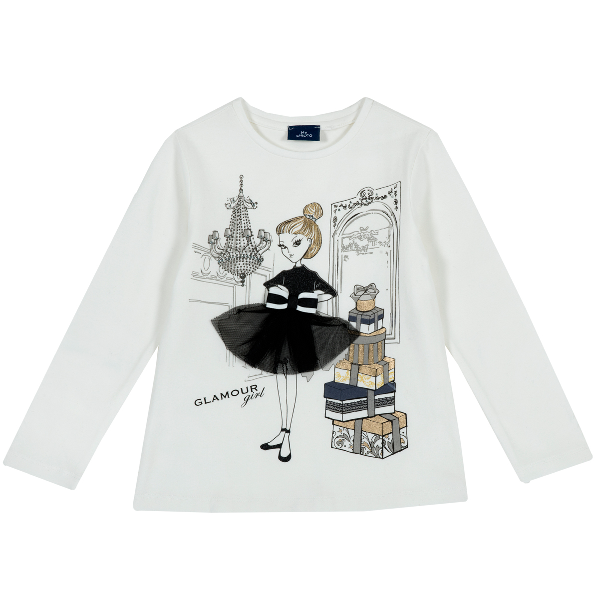 Tricou copii chicco cu maneca lunga, alb. 06814