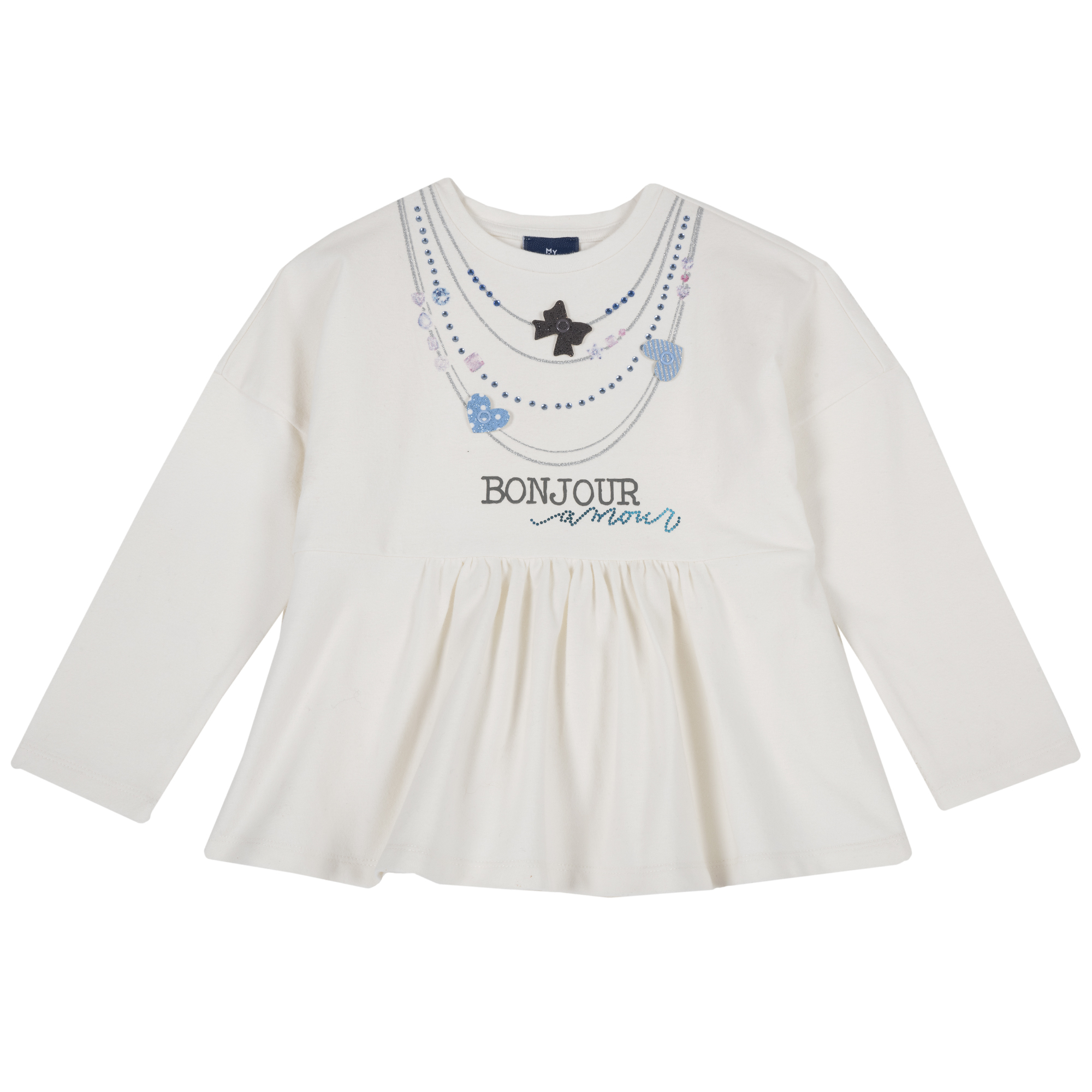 Tricou copii chicco, maneca lunga, alb, 06837