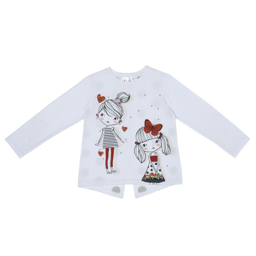 Tricou pentru copii Chicco, fetite, alb cu model, 61966