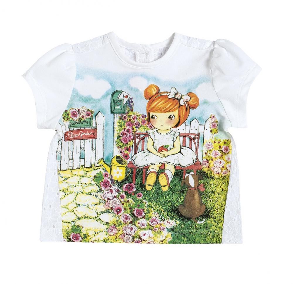 Tricou Chicco, alb cu model fetita, 47970