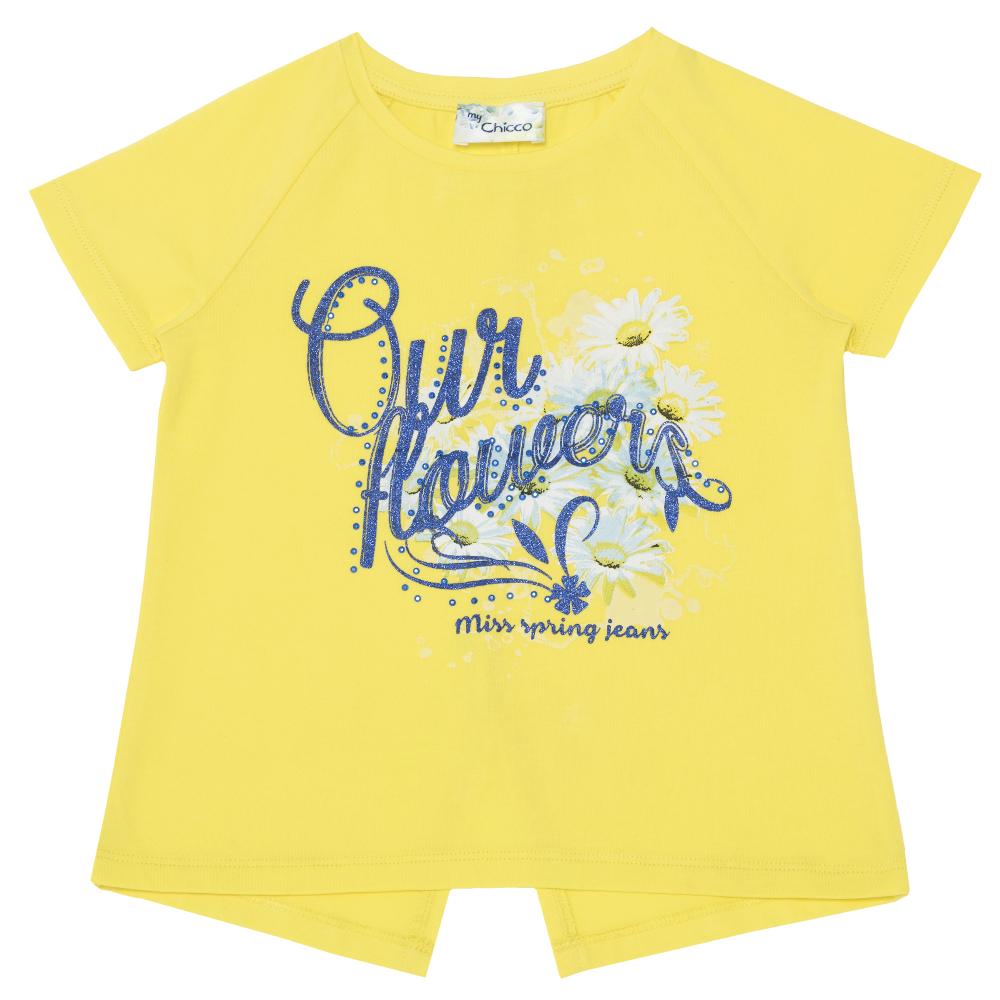 Tricou copii chicco, maneca scurta, fete, galben