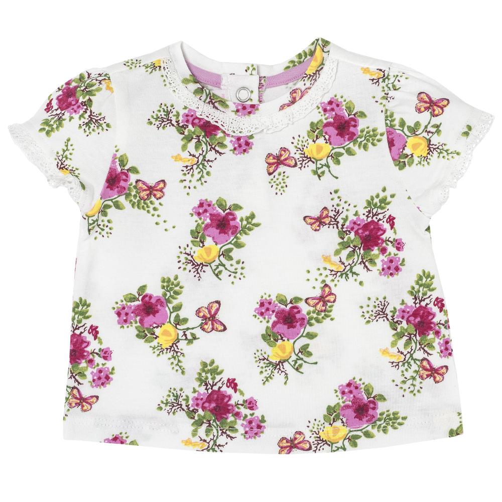 Tricou pentru fetite, chicco, dantela, alb