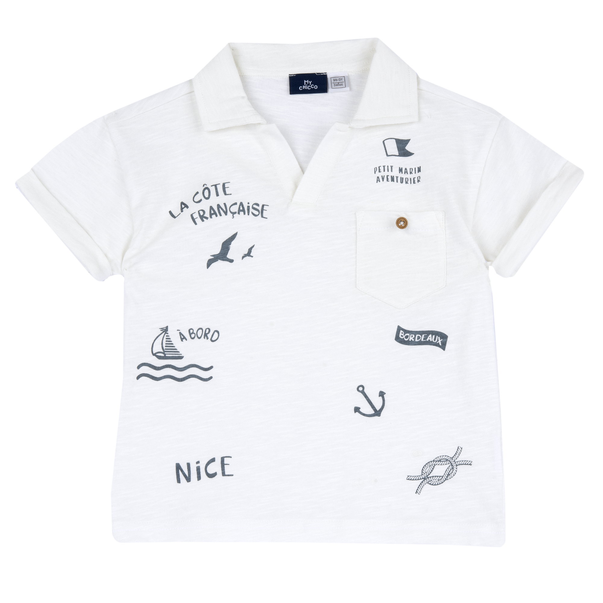 Tricou polo copii Chicco, alb, 33656-68MC