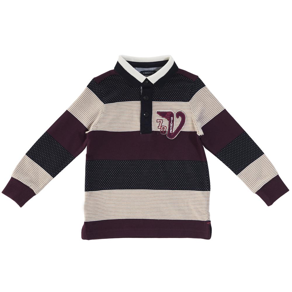 Tricoul polo copii, Chicco, visiniu multicolor