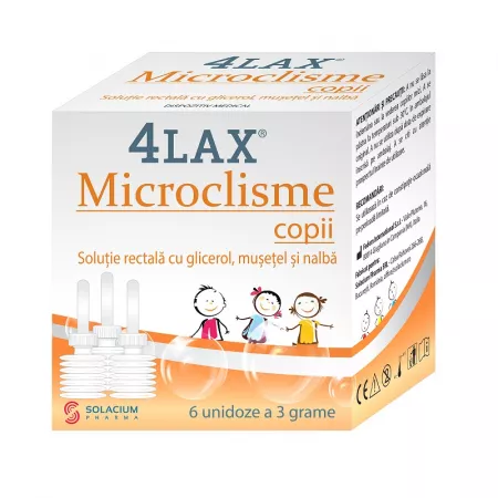 Sănătatea sistemului digestiv - 4Lax Microclisme pentru copii 3 grame * 6 unidoze, clinicafarm.ro