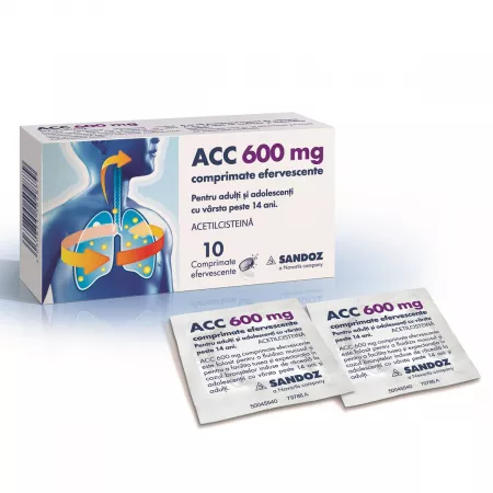 Tuse productivă - ACC 600 mg * 10 comprimate efervescente, clinicafarm.ro