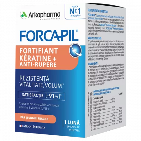 Frumusețe și îngrijire - Forcapil fortifiant keratine + * 60 capsule, clinicafarm.ro
