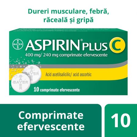 Medicamente răceală și gripă - Aspirin plus C 400 mg * 10  comprimate efervescente, clinicafarm.ro